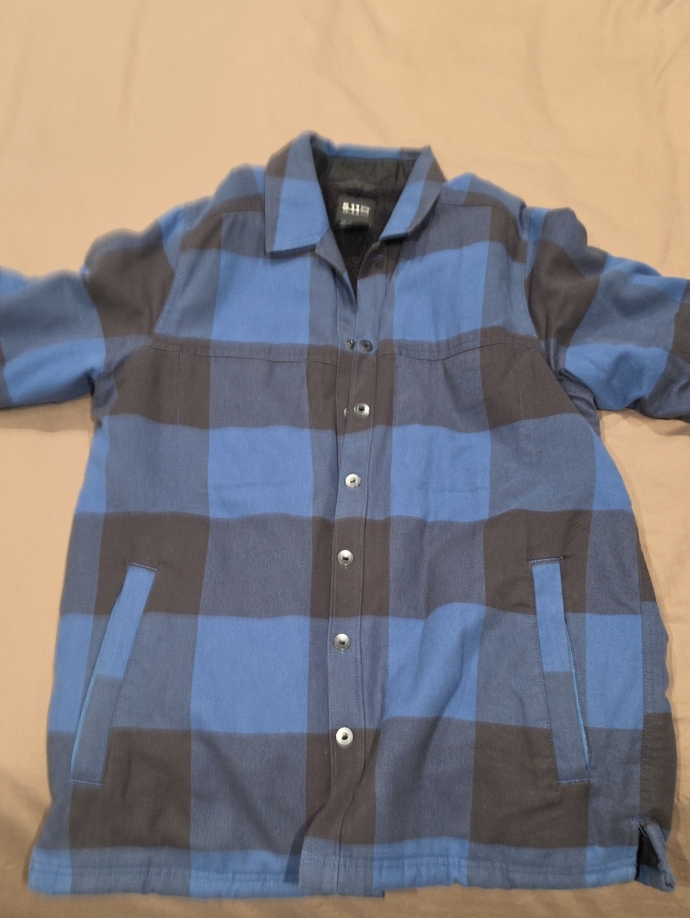 5.11 Tactical Blue and Black Plaid Button-Down Shirt Jacket